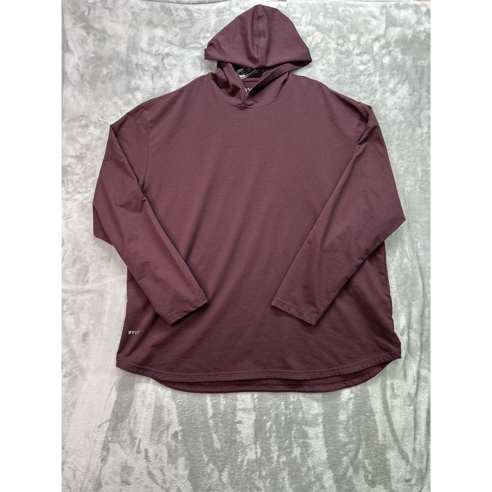 BYLT Basics Premium Hooded Drop-Cut Long Sleeved Hooded Shirt Maroon Mens 3XL